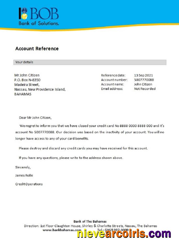 The Bahamas I bob bank of solutions closure reference